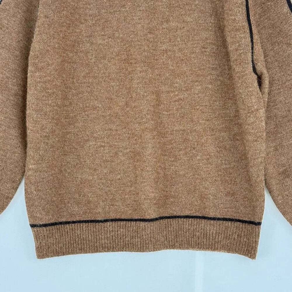 Weekend Womens Turtleneck Sweater Size L Nutmeg/Black